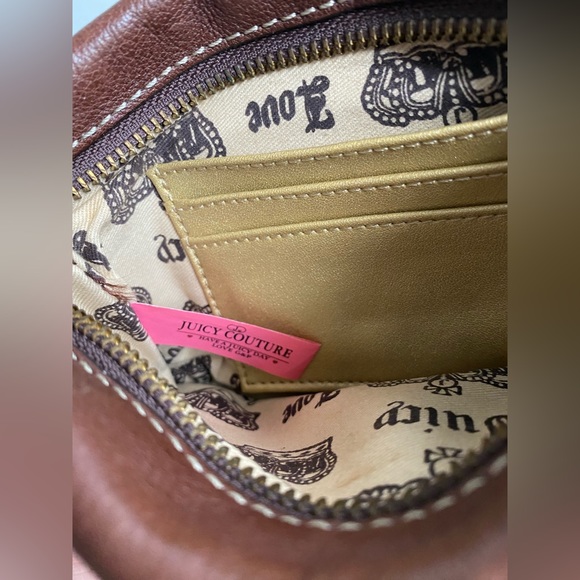 Juicy Couture Brown Leather Large Wristlet Mini Bag with Juicy Couture Dog Charm - Picture 7 of 10